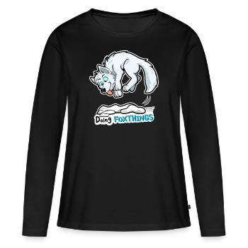Renard polaire Doing Foxthings - T-shirt manches longues Premium bio Femme - noir - Devant - Julia (174cm)