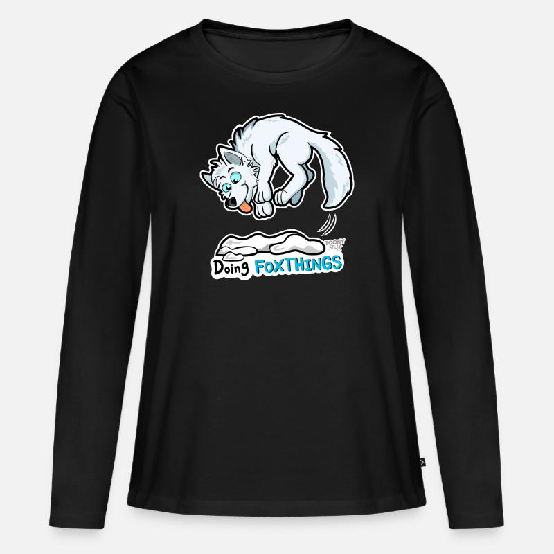 Polarfuchs Doing Foxthings - Frauen Premium Bio Langarmshirt - Schwarz