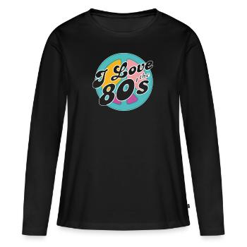 Retro 80s Era Vintage Eighties 80s - Women's Premium Organic Long Sleeve Shirt - black - Front - Julia (174cm)