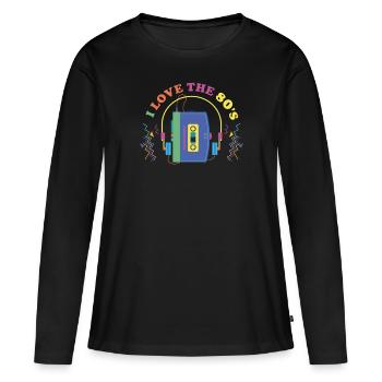 Retro 80s Era Vintage Eighties 80s - Women's Premium Organic Long Sleeve Shirt - black - Front - Julia (174cm)