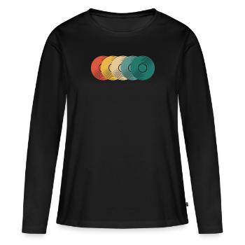 Retro Vinyl Record Record Collector - Women's Premium Organic Long Sleeve Shirt - black - Front - Julia (174cm)