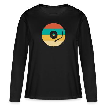 Retro Vinyl Record Record Collector - Women's Premium Organic Long Sleeve Shirt - black - Front - Julia (174cm)