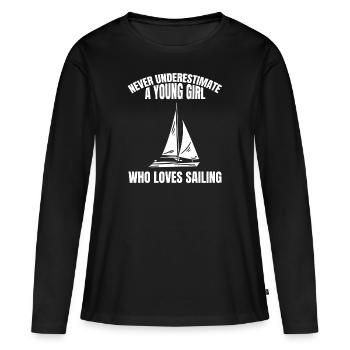 Voile voile bateau bateau voile - T-shirt manches longues Premium bio Femme - noir - Devant - Julia (174cm)