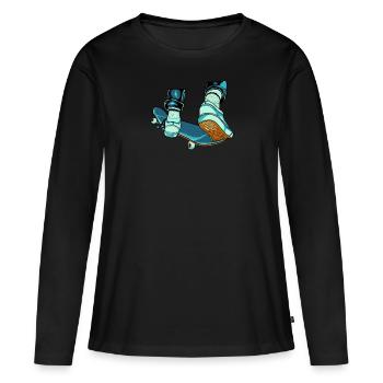 Skateboard Skateboarder Halfpipe Skater - Women's Premium Organic Long Sleeve Shirt - black - Front - Julia (174cm)