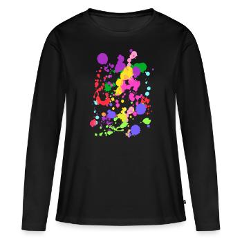 Paint Splatter - Frauen Premium Bio Langarmshirt - Schwarz - Vorne - Julia (174cm)