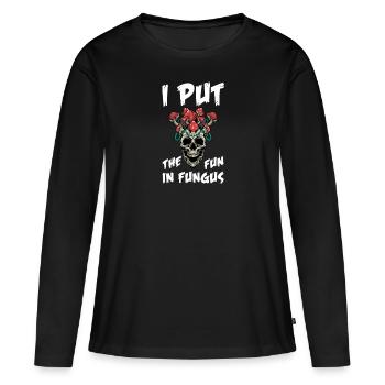 Champignons Cueilleurs de champignons Éponges Champignons Cueilleurs - T-shirt manches longues Premium bio Femme - noir - Devant - Julia (174cm)