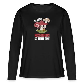 Champignons Cueilleurs de champignons Éponges Champignons Cueilleurs - T-shirt manches longues Premium bio Femme - noir - Devant - Julia (174cm)