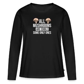 Champignons Cueilleurs de champignons Éponges Champignons Cueilleurs - T-shirt manches longues Premium bio Femme - noir - Devant - Julia (174cm)