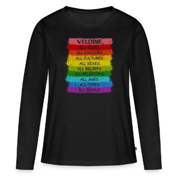 Regenbogen Pride LGBT Toleranz Liebe Gewinnt - Frauen Premium Bio Langarmshirt - Schwarz - Vorne - Julia (174cm)