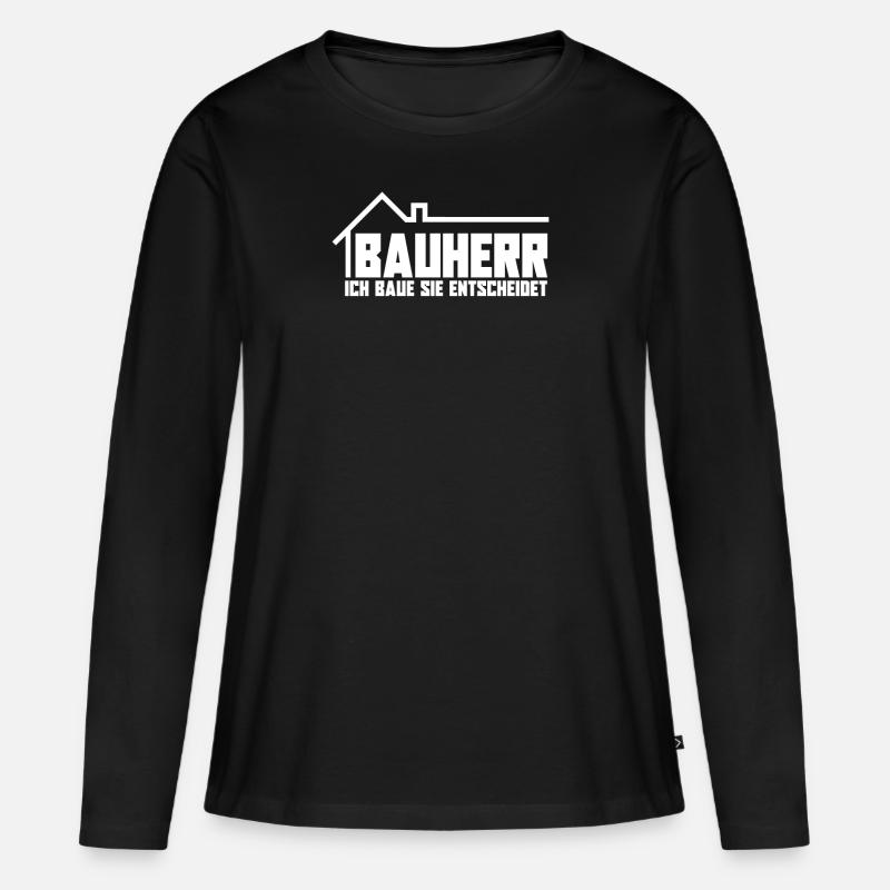 Bauherr - Frauen Premium Bio Langarmshirt - Schwarz