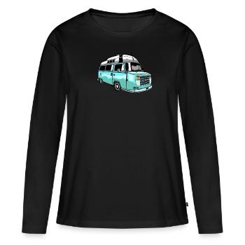 Camper Bus Caravane Bus - T-shirt manches longues Premium bio Femme - noir - Devant - Julia (174cm)