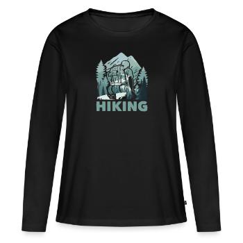 Randonneurs de trekking randonneurs - T-shirt manches longues Premium bio Femme - noir - Devant - Julia (174cm)