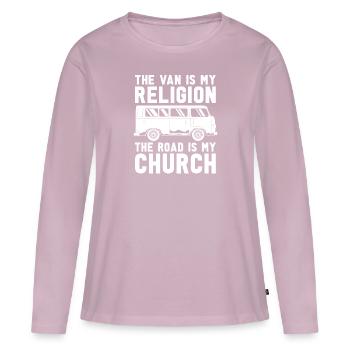 Camper Bus Caravan Camper Bus - T-shirt manches longues Premium bio Femme - rose poudré - Devant - Julia (174cm)