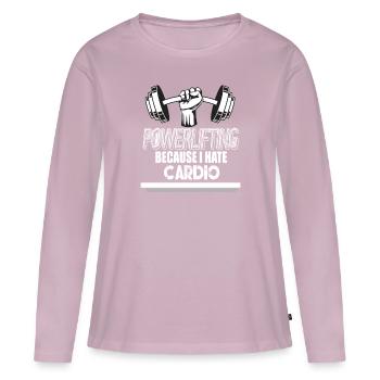 Trois-combats Powerlifting Powerlifter - T-shirt manches longues Premium bio Femme - rose poudré - Devant - Julia (174cm)