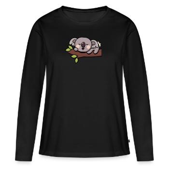 Koala Koalabär - Frauen Premium Bio Langarmshirt - Schwarz - Vorne - Julia (174cm)