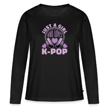 K-Pop Kpop K-Drama Korean Pop Musique - T-shirt manches longues Premium bio Femme - noir - Devant - Julia (174cm)