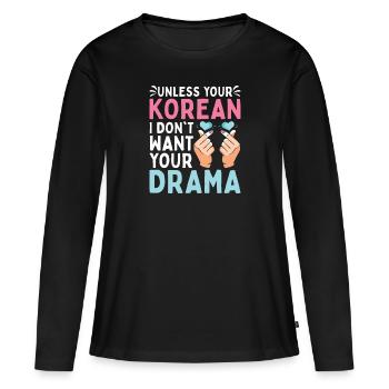 K-Pop Kpop K-Drama Korean Pop Musique - T-shirt manches longues Premium bio Femme - noir - Devant - Julia (174cm)