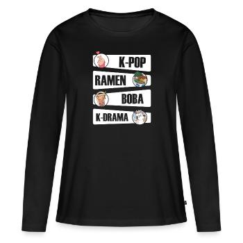 K-Pop Kpop K-Drama Korean Pop Musique - T-shirt manches longues Premium bio Femme - noir - Devant - Julia (174cm)