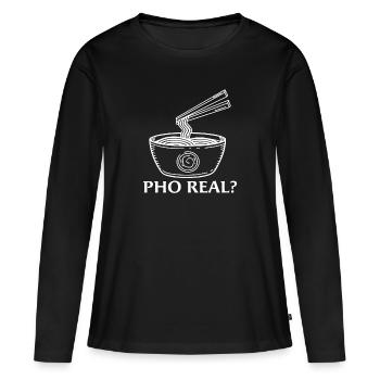 Pho real funny , Pho, Vietnamese - T-shirt manches longues Premium bio Femme - noir - Devant - Julia (174cm)