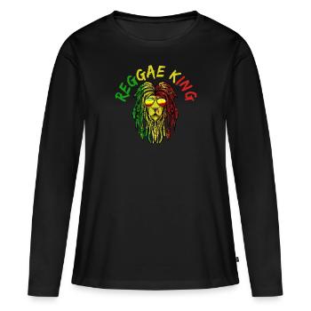 Reggae Dancehall Rasta Rastafari - T-shirt manches longues Premium bio Femme - noir - Devant - Julia (174cm)