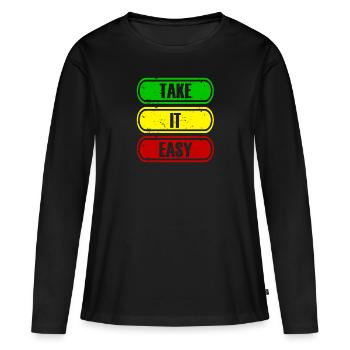 Reggae Dancehall Rasta Rastafari - T-shirt manches longues Premium bio Femme - noir - Devant - Julia (174cm)