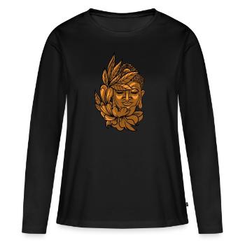 Bouddha bouddhiste bouddhisme - T-shirt manches longues Premium bio Femme - noir - Devant - Julia (174cm)