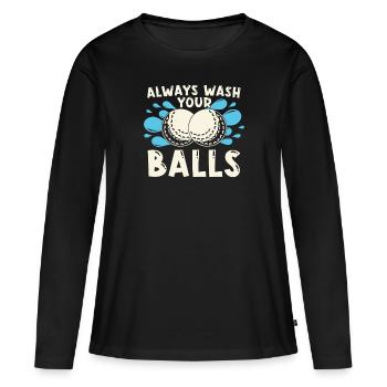 Golfeur Golf golf golf golf - T-shirt manches longues Premium bio Femme - noir - Devant - Julia (174cm)