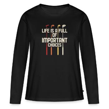 Golfeur Golf golf golf golf - T-shirt manches longues Premium bio Femme - noir - Devant - Julia (174cm)