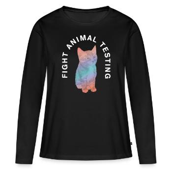 Fight animal testing I Tierversuche - Frauen Premium Bio Langarmshirt - Schwarz - Vorne - Julia (174cm)