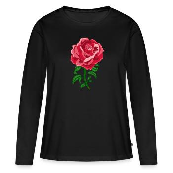 Rose Roses Rose Garden Jardinier - T-shirt manches longues Premium bio Femme - noir - Devant - Julia (174cm)
