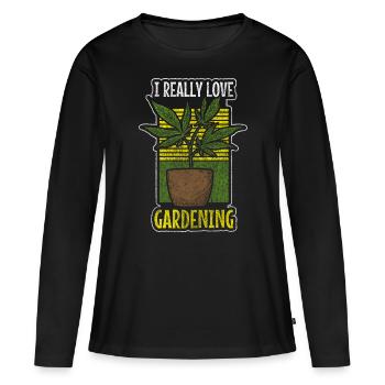 Marijuana Vaping Cbd - T-shirt manches longues Premium bio Femme - noir - Devant - Julia (174cm)