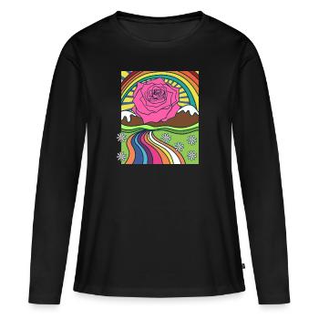 Rose Roses Rose Garden Jardinier - T-shirt manches longues Premium bio Femme - noir - Devant - Julia (174cm)