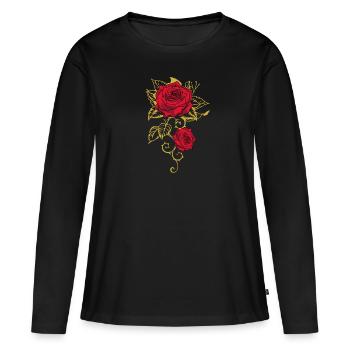 Rose Roses Rose Garden Jardinier - T-shirt manches longues Premium bio Femme - noir - Devant - Julia (174cm)