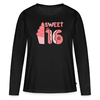 Doux 16 - T-shirt manches longues Premium bio Femme - noir - Devant - Julia (174cm)