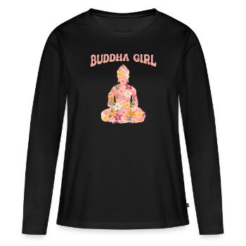 Bouddhisme bouddhiste de Bouddha - T-shirt manches longues Premium bio Femme - noir - Devant - Julia (174cm)