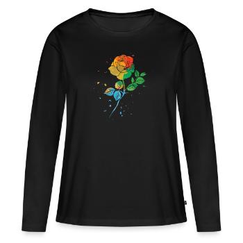 Rose Roses Rose Garden Jardinier - T-shirt manches longues Premium bio Femme - noir - Devant - Julia (174cm)