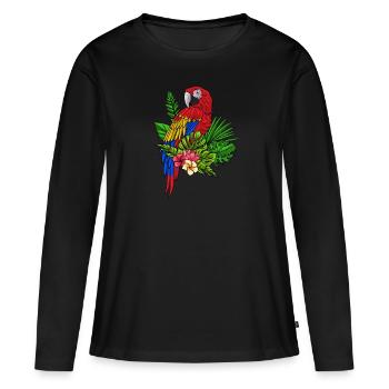 Perroquet - T-shirt manches longues Premium bio Femme - noir - Devant - Julia (174cm)