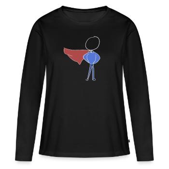 aide aux héros - T-shirt manches longues Premium bio Femme - noir - Devant - Julia (174cm)