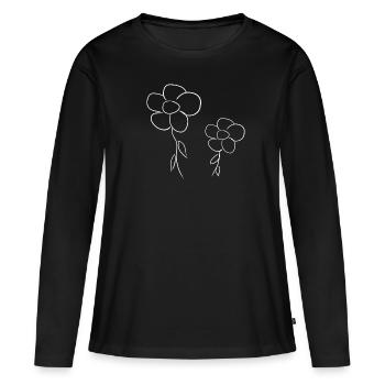 flower flowers - Women's Premium Organic Long Sleeve Shirt - black - Front - Julia (174cm)