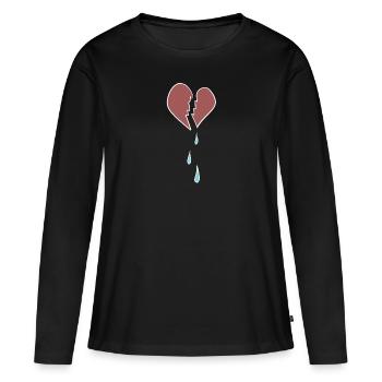 herz gebrochen tränen schmerzen schmerz - Frauen Premium Bio Langarmshirt - Schwarz - Vorne - Julia (174cm)