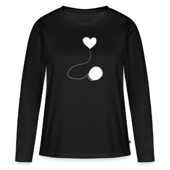 heart gray symbol wool thread line - Women's Premium Organic Long Sleeve Shirt - black - Front - Julia (174cm)