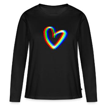 herz effekt 3d symbol liebe - Frauen Premium Bio Langarmshirt - Schwarz - Vorne - Julia (174cm)