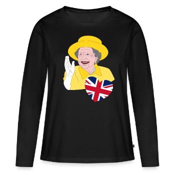 La reine britannique Elizabeth II avec Union Jack - T-shirt manches longues Premium bio Femme - noir - Devant - Julia (174cm)