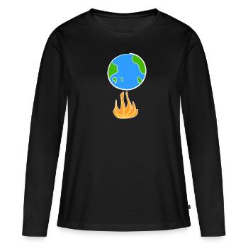 climate protection earth cartoon symbol climate - Women's Premium Organic Long Sleeve Shirt - black - Front - Julia (174cm)