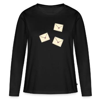 lettre coeur lettres motif amour - T-shirt manches longues Premium bio Femme - noir - Devant - Julia (174cm)