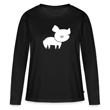symbole cochon animal bébé animal de compagnie - T-shirt manches longues Premium bio Femme - noir - Devant - Julia (174cm)