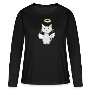 ange protecteur de chat animal de compagnie - T-shirt manches longues Premium bio Femme - noir - Devant - Julia (174cm)