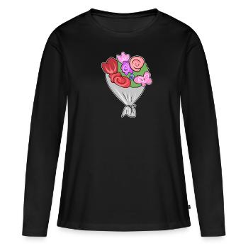 bouquet de fleurs fleurs symbole plante - T-shirt manches longues Premium bio Femme - noir - Devant - Julia (174cm)