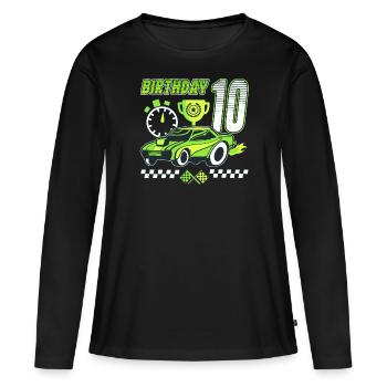 10. Geburtstag Rennwagen 10 Jahre alt Rennfahrer - Frauen Premium Bio Langarmshirt - Schwarz - Vorne - Julia (174cm)