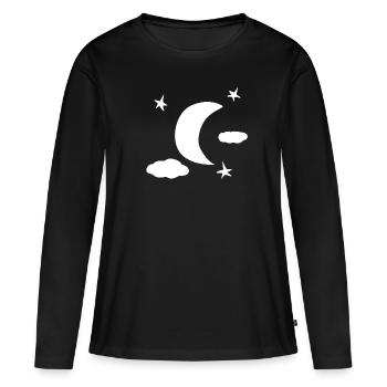 étoiles lune ciel nocturne simple - T-shirt manches longues Premium bio Femme - noir - Devant - Julia (174cm)